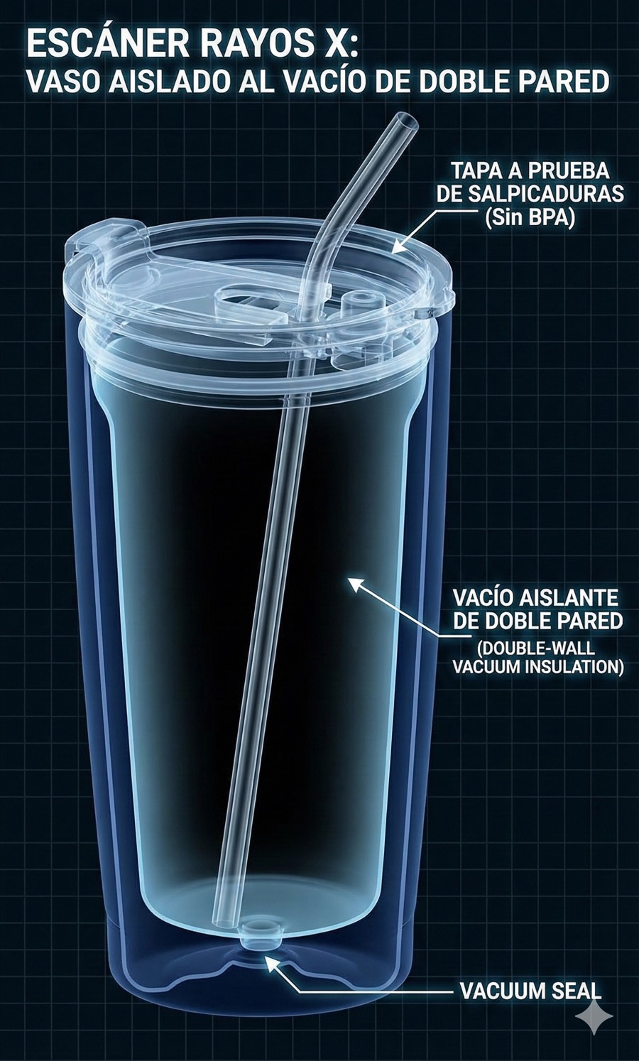 Por dentro del vaso BJPK 20 oz de doble pared