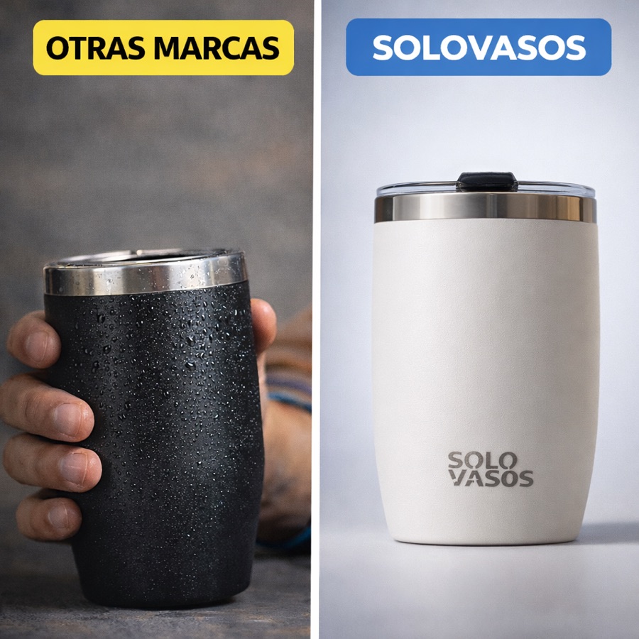 SoloVasos Pit 12 oz no suda por fuera, comparado con otras marcas