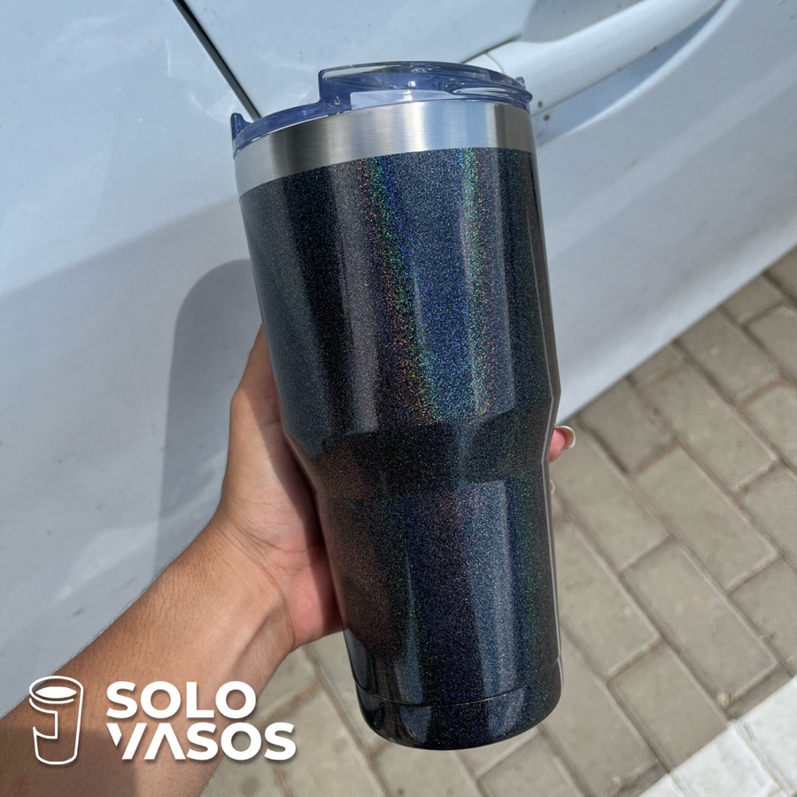 SoloVasos 30 oz Brillante negro con su tapa